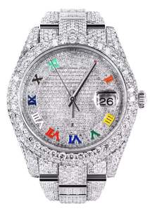 Reloj de Lujo Clásico Unisex de Aleación Mecánica con Esfera de Cristal, Diamantes Moissanite Tallados, Correa de Goma, Movimiento ETA, Nueva Moda - Product Image 3