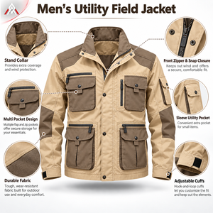 Contemporary <b>Men</b>’s Utility <b>Field</b> <b>Jacket</b> Featuring Practical Storage Soft Interior And Strong Fabric For Everyday Outdoor Wear - Product Image 6