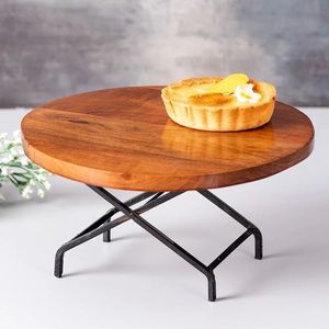 Support à gâteau rond en bois minimaliste et écologique, fait main, pour mariage, anniversaire, maison, hôtel - Product Image 3