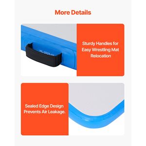 Tapis de lutte gonflable 10x5 pieds, épais, en PVC, pliable, pour arts martiaux et exercices de gym - Product Image 6