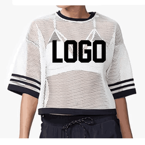 Women's New women Crop-Top mesh T-Shirt Versatile Breathable Knitted Crop-Top for <b>Spring</b> Summer Mesh - Product Image 5