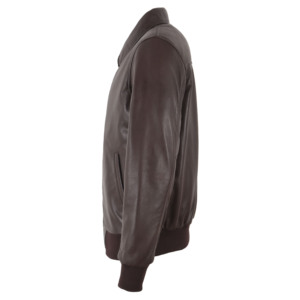 Chaqueta Bomber de Cuero Genuino de Cordero para Hombre, Estilo Clásico con Cierre, Retro, Invierno, OEM, ODM, Marca Privada - Product Image 5