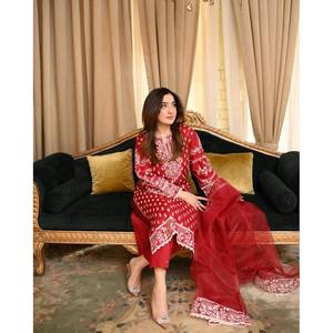 Conjunto de Salwar Kameez de Algodón con Bordado de Hilo para un Look Festivo - Product Image 5