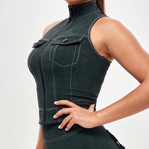 Haut court de sport pour femme de haute qualité, col rond doux, manches longues, coupe ajustée, compression, sexy, pour la gym - Product Image 2