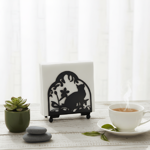 Modern <b>Black</b> Metal Napkin Holder Christmas Tree Silhouette Design <b>Paper</b> <b>Tissue</b> Stand Holiday Winter Dining Organizer - Product Image 6