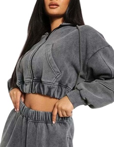 ชุดวอร์มสตรีทแวร์วินเทจฤดูหนาวแบบยูนิเซ็กซ์  ตกแต่งด้วยลายปักแบบดิสเทรส  ซิปฮู้ดดี้แบบฟอกสี  ปรับแต่งได้  รุ่นปี 2026 100% - Product Image 1