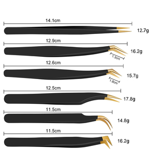 Ensemble de pinces à cils professionnelles en acier inoxydable de qualité supérieure, anti-magnétiques, à pointes lisses et droites - Product Image 3