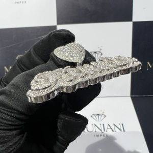 Colgantes de Lujo Chapados en Oro Rosa con Moissanita VVS, Certificados IGI, Estilo Hip Hop, Forma de Letra Personalizada, Microincrustaciones, Unisex - Product Image 5