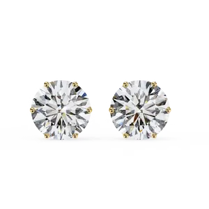 Earwear Pair <b>Post</b> Back Fastening 1.5ct <b>Round</b> Brilliant Cut Lab grown Diamond Solitaire Stud Earrings 18K Solid Gold Women - Product Image 1