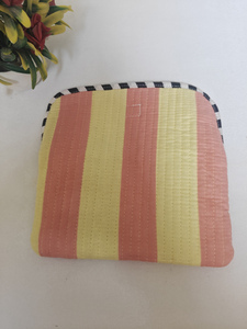 Stripe Yellow and Orange Quilted Rectangle Soft <b>Sunglasses</b> <b>Case</b> for Women | Handmade Cotton Eyewear Pouch - Product Image 4