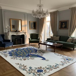 Tapis floral paon de luxe, tapis tufté pour salon et chambre, tapis décoratif antidérapant et durable pour la maison, XL - Product Image 1