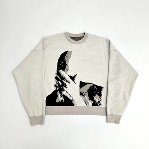 Men's Crew Neck <b>Knit</b> Pullover Sweater 100% Cotton Plus Size Oversize Breathable Anti-Wrinkle Quick Dry Front Logo <b>Pattern</b> - Product Image 1