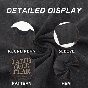 Camiseta Gráfica Oversize Vintage Lavada para Hombre, Estilo Urbano Holgado de Algodón, Ropa Casual - Product Image 4