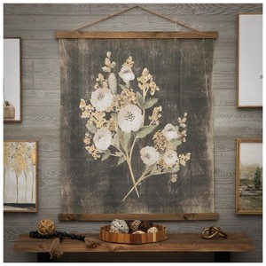 Handcrafted Mango Wood Botanical Wall <b>Tapestry</b> <b>Frame</b> - Wholesale Decor - Product Image 1