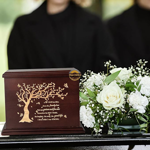 Wholesale <b>Memorial</b> Wooden Urn with Custom Design Luxury Wooden Cremation Urn with Brass Inlay Handmade Oak Wood Funeral Urn - Product Image 6
