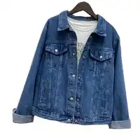 Chaqueta vaquera azul informal para hombre, con cuello vuelto, botones, manga larga, para primavera. - Product Image 1