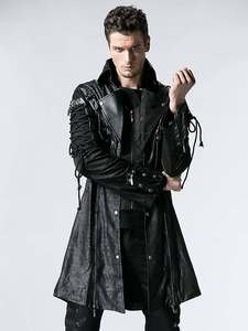 Manteau long en cuir véritable Eoin Winston Sports pour homme, style tactique noir, veste longue avec fermeture éclair et détails en dentelle, Pakistan - Product Image 4
