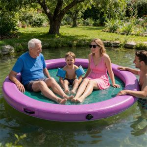 Hamac aquatique gonflable violet et bateau flottant, équipements de divertissement pour activités nautiques - Product Image 1