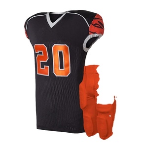 Camiseta de Fútbol Americano Personalizada Unisex, sin Mangas, Cuello en V, Transpirable, Ajustada, Talla Grande, Número 20, Naranja y Negro - Product Image 1