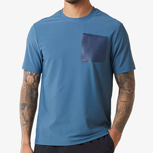 T-shirt décontracté bleu à manches courtes et col rond pour homme, 100 % coton jersey tricoté, couleur unie, coupe classique - Product Image 2