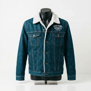 Chaqueta de Mezclilla de Invierno para Hombre al por Mayor, Cortavientos, Forro Polar Grueso, Cálida, a la Moda, Casual, con Cuello de Piel - Product Image 1