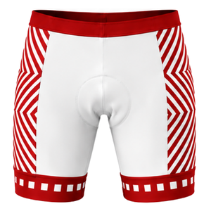 Shorts de cyclisme blancs et rouges vifs, rembourrés, respirants, à séchage rapide, extensibles, pour la course sur route, l'entraînement et les performances sportives - Product Image 1