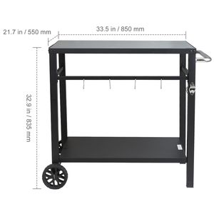 Carrello Modulare da Esterno a Doppio Ripiano per Barbecue, Tavolo Portatile per Preparazione Cibo, Piano in Ferro Multifunzionale per Campeggio - Product Image 5