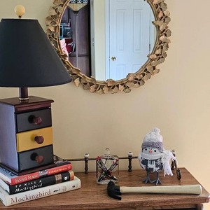 Black Leaf Shaped Design Edge Round Mirror Perfect For Living Room Wall Decor Adds Natural Inspired Elegant Look From India - Product Image 2