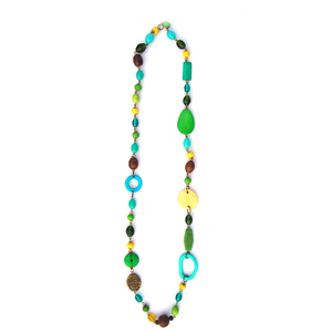 Geometric Beaded <b>Necklace</b> Resin Acrylic Lucite Bohemia Style Unisex Statement Jewelry Circle Shape Multicolor <b>Long</b> Chain - Product Image 1