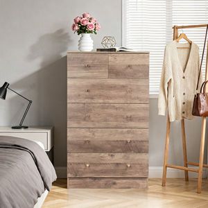 R279 9 Cassettiera 4+2 in Truciolato Grigio con Maniglie Oro Opaco 66*40*111cm, Finitura Melaminica Testurizzata, Armadietto Portadocumenti - Product Image 1