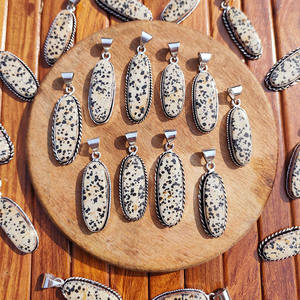 Collar con Colgante de Cristal de Jaspe Dálmata con Engaste de Bisel, Hecho a Mano, Chapado en Plata sobre Latón, Estilo Bohemio, Joyería para Regalo de Boda - Product Image 5