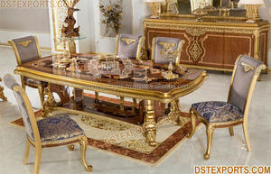 Ensemble de table à manger de style européen de luxe avec bois de teck sculpté double et lourd, taille personnalisée et couleur personnalisée - Product Image 4