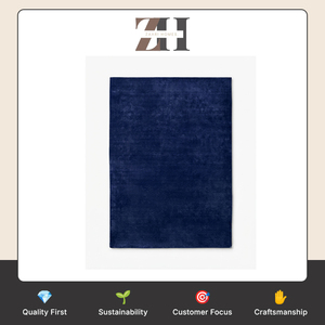 Tapis de luxe fait main en laine bleue, tissé à la main, design moderne pour salon, chambre et maison - Product Image 6