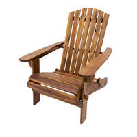 Silla Adirondack de Madera de Acacia para Exteriores, Resistente a la Intemperie, Color Natural, con Portavasos, para Jardín, Cafetería, Salón, Patio, Playa, Balcón