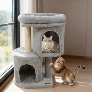 Albero per Gatti Compatto da 26 Pollici con 2 Cucce Solide e Tiragraffi in Sisal, Torre Antiribaltamento per Gatti per Spazi Ristretti - Product Image 2