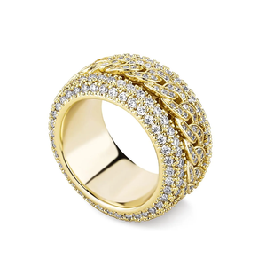 Bague de Fiançailles et de Mariage Éternité en Argent Sterling Moissanite de Luxe Premium Style Hip Hop – Bijou Diamant Élégant - Product Image 5