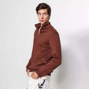 Sweat-shirt polaire demi-zip pour homme, couleur unie, personnalisé, manches longues, léger, confortable, toucher agréable, 100% coton - Product Image 5