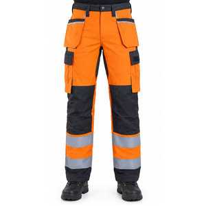 Pantalon de travail haute visibilité réfléchissant pour homme avec genoux renforcés et plusieurs poches, en polyester, protection de sécurité - Product Image 2