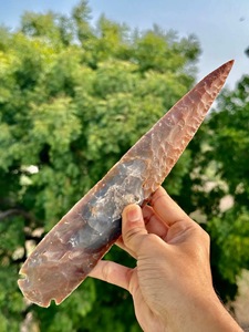 Pointe de flèche en forme de croissant de 12 pouces en jaspe fantaisie, artisanale, pour décoration intérieure et cadeau, fabriquée avec expertise, cristal dynamique, art du Gujarat, mascotte - Product Image 6