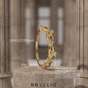 Diamond Vine Wedding Band 14k White Gold Nature Inspired <b>Bridal</b> Ring Twig Branch Stackable Wedding Band Minimalist Jewelry - Product Image 2