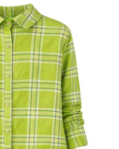 Vestido Camisero Largo a Cuadros Verde Personalizado para Mujer, Vestido Midi Casual a Cuadros con Botones, Fabricante Mayorista Personalizado - Product Image 5