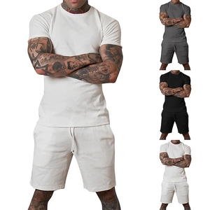 Ensemble short et chemise homme été respirant, coupe ample décontractée, taille haute, jambe large, grande taille - Product Image 1