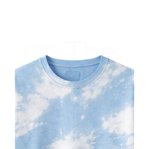 Camiseta de Manga Corta para Hombre, Cuello Redondo, Tejido de Punto, Corte Regular, Color Azul Claro con Patrón Blanco, 100% Algodón Transpirable - Product Image 2