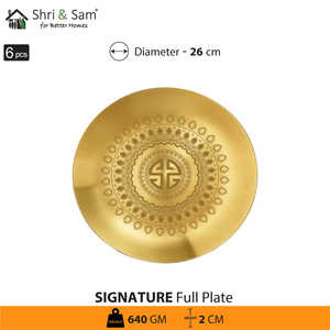 6 PCS Plats et assiettes en acier inoxydable mat avec revêtement PVD or et signature laser Ustensiles de service de qualité supérieure - Product Image 2