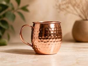 Copper Moscow mule <b>cup</b> set for stylish festive rooftop drinks hammered finish metal <b>cups</b> durable <b>reusable</b> party mugs - Product Image 6
