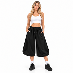 Factory Price Women Baggy Sweat <b>Shorts</b> Trending Y2K Oversized Wide Leg <b>Shorts</b> Wholesale Solid Color Stylish Womens <b>Culottes</b> - Product Image 3