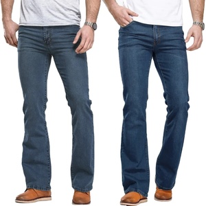 Pantalones Vaqueros de Corte Recto para Hombre, Ajuste Regular, Azul Negro, Diseño Clásico, Elásticos, Ligeramente Acampanados - Product Image 4