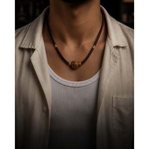 Natural Crystal Pendant Necklace 1-Inch Adjustable Leather Rope for Men & Boys by Swastik Dzi - Product Image 1