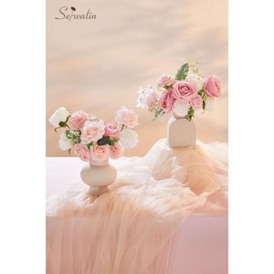 Combinazione di Rose Rosa Pallido e Bianche per Bouquet da Sposa Fai-da-Te e Decorazione Torte, Fiori Artificiali in Seta di Artistic - Product Image 4