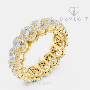 Bague de fiançailles de luxe en or blanc 14 carats avec diamant de laboratoire certifié IGI 3,203 carats, taille ronde, F+ VS+, pavé - Product Image 6